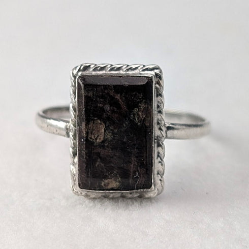 復古純銀印章戒指,棕色瑪瑙底座(14 號)